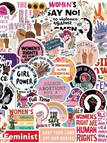 50张女权主义贴纸，可用于冰箱、手机、吉他、摩托车、行李箱等，卡通图案。 - 1 Set - 查看 12