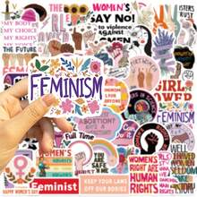 50张女权主义贴纸，可用于冰箱、手机、吉他、摩托车、行李箱等，卡通图案。 - 1 Set - 查看 6