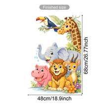 Cartoon Jungle Safari Animal Door Wall Sticker, Peel & Stick Wall Decal, Removable DIY Home Decor For Kids Room Nursery Baby Room - Forest Animal Door Stickers - View 8