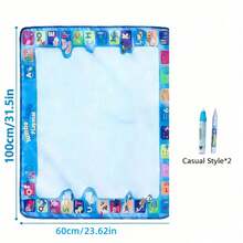神奇水彩画画布玩具，益智绘画垫，可重复使用的绘画写作毯，趣味神奇画布玩具套装，教育玩具，大尺寸画布，不脏手，涂鸦绘画，趣味印花滚筒，礼物，圣诞节，返校季 - 彩色 - 查看 13