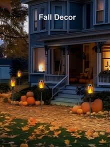 Solar Lantern Outdoor Flame Light LED Taller And Larger Flickering Flame Solar Flashlight IP65 Waterproof Outdoor Lighting Solar Aisle Light Christmas Decoration Garden Yard, 8/16 Pack - 均碼 - 查看 5