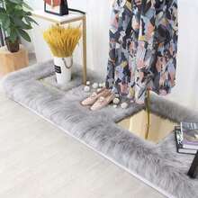 1pc Faux Wool Makeup Desk Mat, Fluffy Washable Small Rug Suitable For Bedroom, Living Room, Study, Office, Entryway, Can Be Used As Floor Mat, Comfortable And Warm, Washable And Anti-Slip, Cute Design, Suitable For All Seasons, Elegant Home Decor, Can Be Used As Bedroom Rug Or Bedside Rug - Grey - View 5