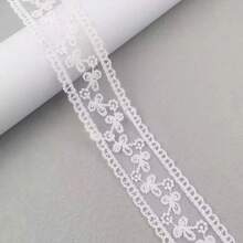 1pc, 3 Yards White Floral Lace Trim, 4cm Width, Suitable For DIY Projects, Clothing, Shoelaces And Border Decorations - White - View 1