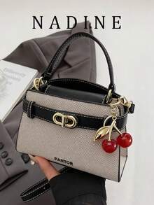 Fashionable Versatile Contrast Color Casual Tote Bag For Women - Black - View 7