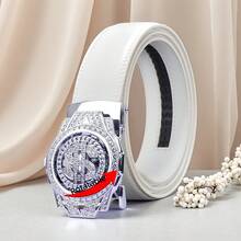 男士白色自动扣皮带，时尚商务休闲款，适合婚礼、正式场合，秋冬季送给丈夫和父亲的礼物，也适合青少年、青年、男士，休闲、户外、运动、度假、毕业、生日、日常穿着。 - 彩色 - 查看 6