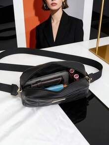 Bolso cuadrado pequeño de moda de verano 2025, bolso de hombro y bandolera con bordado, bolso de cámara - Negro - Ver 6