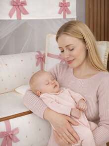 American Girl Crib Kit 10 Pieces Rose Bows, Embroidery And 100% Cotton Mosquito Net - 乾枯玫瑰色 - 查看 6