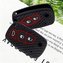 Cao cấp Silicon Mềm Chìa Khóa Xe Ô Tô Ốp Lưng Fiat Gấu Trúc Ý Tưởng Stilo Ducato Bravo 500 Doblo Grande Punto Bravo xe Minibus Linea - đen - Xem 1