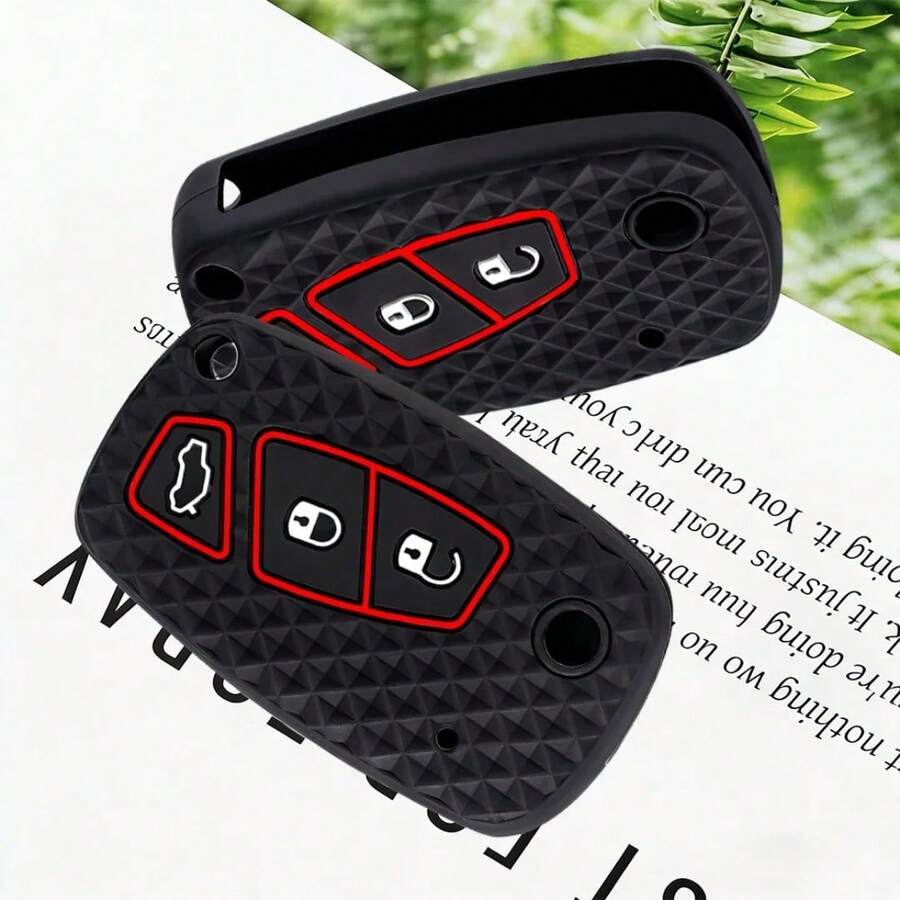 Cao cấp Silicon Mềm Chìa Khóa Xe Ô Tô Ốp Lưng Fiat Gấu Trúc Ý Tưởng Stilo Ducato Bravo 500 Doblo Grande Punto Bravo xe Minibus Linea - đen - Xem 1