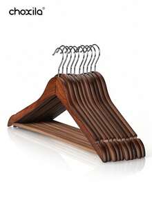 1/5/10pcs Wooden Clothes Hangers Without Slide Bar, Premium Durable Wood Closet Organizer For Suits Coats Pants Shirts, Heavy-Duty Wardrobe Storage Solution, Non-Slip Grips Clothing Hanger Set For Home Bedroom Laundry Room Organization, Strong Wooden Coat Hanger Perfect For Daily Use And Professional Display, Stylish Wooden Garment Hangers For Jacket Dress Sweater Storage - Multicolor - View 9