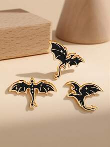1/3pcs Designer Dragon Brooch, Black & Gold Color Scheme, Exquisite Texture, Cute Badge, Versatile Commute Coat/Jacket Decoration Accessory, Perfect Gift - Black - View 7