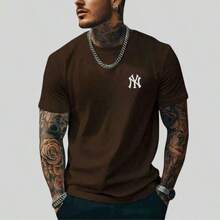 Set Of 3 Men's T-Shirts, 100% Cotton, Crew Neck, Comfortable, Various Colors, Immediate Shipping - 鏽棕色 - 查看 5