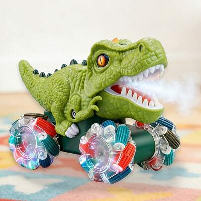 6-Kanal Elektrischer Nebel-Sprüh Dinosaurier Spielzeug mit Nebel, Licht und Brüllgeräuschen, 360° Drehung | Elektrisches Dinosaurier Fernbedienungs-Spielzeug geeignet für Kinder von 3-8 Jahren | Realistisch laufender Tyrannosaurus Rex Geschenk für Jungen und Mädchen