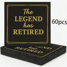 20/40/60pcs, The Legend Has Retired Etirement Party Disposable Paper Napkins, 2-Ply Black With Gold Glitter Print Cocktail Napkins For Farewell Retirement, Lunch & Dinner Party Tissues – Elegant, Disposable Retirement Party Decoration - View 12