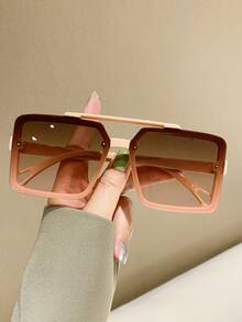 Visivana Retro Square Large Frame Fashion Glasses For Women, Classic Plastic Outdoor Travel Beach Vacation Casual Decoration Daily Wear, Summer UV Protection Elegent Modern - Multicolor - View 3