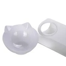 Bộ bát ăn và uống đôi chống trượt cho mèo, có chân đế, phù hợp cho mèo và chó, chống trượt, miệng bát nghiêng. - Trắng - Xem 7