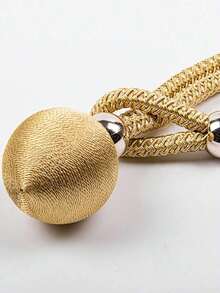 2026 New Boho Aesthetic 2pcs Ball Decor Polyester Curtain Tieback Modern Solid Pom Pom Curtain Strap Tie Gifts For Birthday Graduation - Champagne - 查看 9