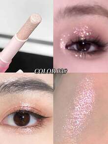 1 pieza Barra de Sombra de Ojos con Brillo Perlado y Purpurina, Lápiz de Sombra de Ojos de Larga Duración Resistente al Agua y a las Manchas con Efecto Iluminador, Aplicación Portátil de Una Sola Pasada - Multicolor - Ver 15