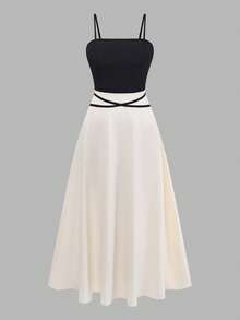 Women's Elegant Long Strap Dress, Solid Color Vacation Style, Suitable For Valentine's Day, Dates, Afternoon Tea, Casual Elegant Commute Dress Summer - Multicolor - View 8