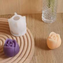 1pc Round Bottom Peony Flower Silicone Candle Mold, DIY Fragrance Wax, Plaster Diffuser Stone, Home Decor Accessory - A-White - View 3