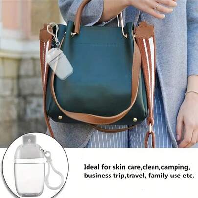 Transparent Empty Bottle, No Need To Wash, Storage Rack Hook Keychain, White Flip Cap Reusable Portable Empty Bottle, Suitable For Refilling Cosmetics, Travel, Daily Necessities, Holidays, Back To School, Vacation