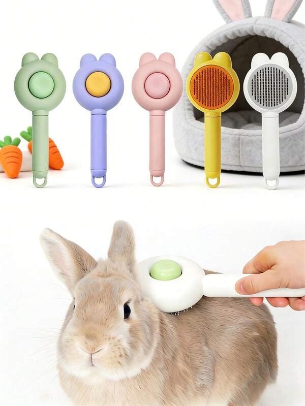 Cepillo de pelo de conejo para animales pequeños, peine, cepillo para desenredar y masajear para gatos/perros, colores: blanco, rosa, morado, verde, naranja