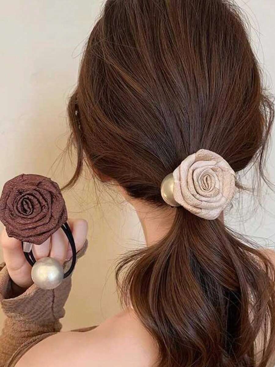 1 chiếc dây buộc tóc hình hoa hồng khô, kiểu dáng Trung Quốc thanh lịch mới, thích hợp cho tóc đuôi ngựa, búi tóc, mùa hè, kỳ nghỉ, du lịch. - Nhiều màu - Xem 1