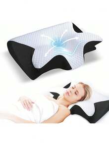 Breathable Cover Dual Position Sleep Pillow, Ergonomic Contour Memory Foam Support Pillow, Soft Comfort Pillow For Daily Bedroom Rest - Gray - View 13