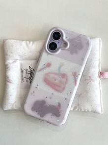 狗狗图案手机壳 1 件装，闪光粉蛋糕灰色小狗印花，可爱梦幻，适用于 17、 17 Pro Max、 16 Pro Max、 15 Pro、 14、 13、12、11。适合作为情人节礼物、生日礼物、母亲节礼物、复活节礼物送给家人、朋友、姐妹、男友。 - 蛋糕小狗 - 查看 1