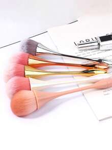 1pc Waist-Shaped Nail Powder Brush, Holographic Aurora Color, Long Handle Blush Brush For Loose Powder, Peach Nail Dust Brush, Extra Large Soft Fluffy Powder Blush Brush, All-In-One Makeup Brush Set, Suitable For Nails, Blush, Loose Powder, Makeup, Ideal Acrylic Nail Art Tool - Multicolor - View 8