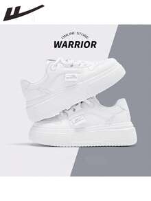 WARRIOR 2026春季新款女士休闲厚底运动鞋，修身、时尚、百搭、轻便、防滑、透气，适合室内外运动。 - 白灰 - 查看 5