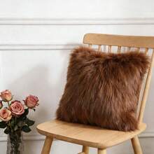 1个棕色蓬松毛绒装饰枕套（不含枕芯），北欧风格客厅沙发靠垫，氛围装饰枕套，拉链封口，适合客厅和卧室装饰，可作为礼物送给亲朋好友。 - 棕色 - 查看 11