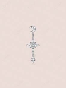 CIZME 1 chiếc khuyên rốn dáng dài gợi cảm bằng thép không gỉ màu bạc, trang sức xỏ rốn hình trái tim đính đá CZ và nơ, trang sức xỏ rốn, quà tặng cho phụ nữ và bé gái, thích hợp đeo hàng ngày, dự tiệc, đi chơi đêm, tụ họp xã hội. - Bạc - Xem 17