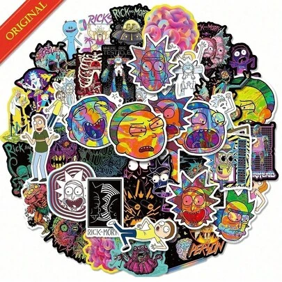 Warner Bros Bộ 1 nhãn dán Rick and Morty chính thức của WB, chống thấm nước, làm từ vinyl, thích hợp cho laptop, ván trượt, bình nước, điện thoại, sổ lưu niệm, nhật ký, nghệ thuật thẩm mỹ, hoạt hình, anime, nhân vật Adult Swim Rick Sanchez và Morty Smith, đồ dùng văn phòng phẩm tự làm, quà tặng, nhãn dán trang trí cho hành lý, đàn guitar, ô tô, xe đạp.