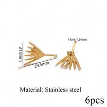 6 Peças Brincos em Formato de Estrela e Folha Boêmia Banhados a Ouro 18K em Aço Inoxidável Suprimentos para Fazer Joias DIY Base de Brinco Componentes de Coluna Adequados para Mulheres Usarem - brincos - Visão 13