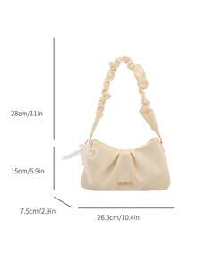 Túi đeo nách mới năm 2026 dành cho nữ, túi nhỏ cao cấp với chất liệu mềm mại như mây, có nếp nhăn. - trắng - Xem 4