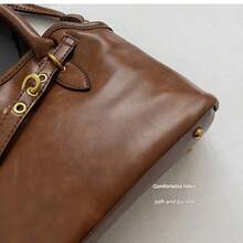 Fashionable Retro Versatile Clasp Shoulder Bag, Women's Shell Armpit Handbag, Vintage Inspired Daily Purse For Autumn Winter, 1 Piece - Brown Small - View 3