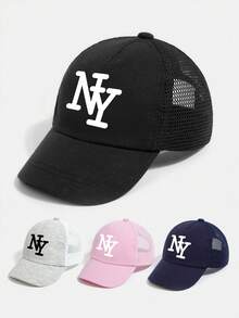1 buah Topi Baseball Jala Musim Panas Anak-anak Motif New York, Topi Baseball Unisex Bernapas dan Dapat Diatur untuk Aktivitas Luar Ruangan, Sekolah, dan Santai - 1PC - View 1