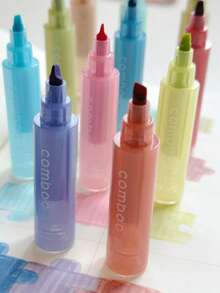 Stackable Soft-Tip Fluorescent Pens, Portable Colorful Highlighter Pens For Journaling, Students, Marking Highlights, Stress Relief, Fun Writing, Back To School - Splicing Highlighter - View 7