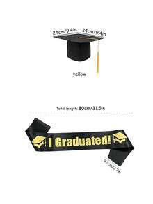 Graduation And Graduation Cap Set, Black Graduation With Gold Glitter Letter, Tassel Graduation Cap, Suitable For University And High School Graduation Ceremony And Party - Multicolor - View 14