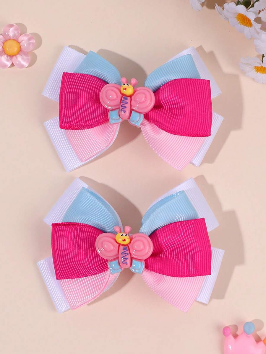 2 chiếc nơ cài tóc hình bướm hoạt hình cho nữ, nơ ruy băng grosgrain nhiều màu sắc, kẹp cá sấu, kẹp tóc hình động vật dễ thương, kẹp tóc hàng ngày, phụ kiện tóc cho nữ, mùa hè, kỳ nghỉ, du lịch. - Nhiều màu - Xem 1