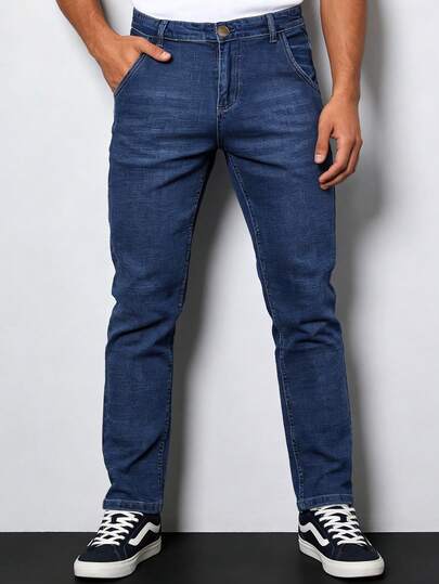Jeans de diseño clásico y holgados para hombres,Jeans básicos para trabajo,Jeans para hombre,Clásicos y holgados,Corte holgado,Pantalón de mezclilla,Diseño clásico y elegante para negocios