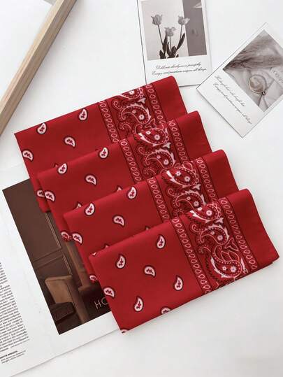 1pc Hip Hop Black Headband Scarf Bandana Head Wrap Sports Headband Wristband Printed Handkerchief,Beach,Holiday,Accessories,Travel Essential