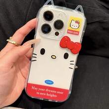 SANRIO 1个柔软TPU猫耳手机壳，1.5毫米厚，防震打孔设计，兼容 16/16Pro/16Plus/16ProMax/15ProMax/11/12/13/14/15Plus/15Pro/14Pro/13Pro/16E/ 17/17Pro/17Air/17ProMax，母亲节好礼，精致奢华。 - 無色 - 查看 5