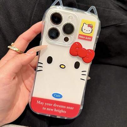 SANRIO Ốp điện thoại hình tai mèo bằng TPU mềm, dày 1.5mm, chống sốc, thiết kế đục lỗ, tương thích với iPhone 16/16Pro/16PLUS/16Promax/15Promax/11/12/13/14/15Plus/15Pro/14Pro/13Pro/16E/IPhone17/17Pro/17AIR/17PROMAX, món quà tuyệt vời cho Ngày của Mẹ, tinh tế và sang trọng.