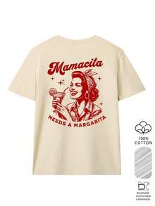 1PC 1pc 1pc Women's Retro American "Mamacita Needs A Margarita" Graphic Tee, 100% Cotton Breathable Soft Fabric, Loose Fit, Casual Vacation Style Short Sleeve Top, Suitable For Outings With Friends, Beach Trips, Theme Parties, Summer Daily Commute Summer Tops Summer Clothes Shirts Spring Outfits For Women Summer Graphic Tees Women T Shirts Summer Tops Summer Clothes Shirts Spring Outfits For Women Summer Graphic Tees Women T Shirts Summer Tops Summer Clothes Shirts Spring Outfits For Women Summer Graphic Tees Women T Shirts - 杏色 - 查看 2