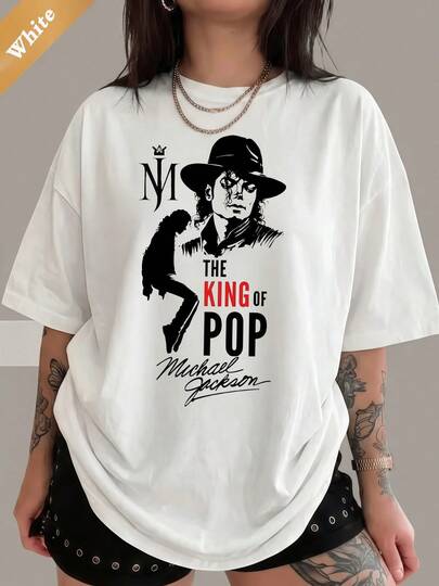 Michaels Jackson  The King Of Pop Retro Graphic Tee, 100% Cotton Classic Pop Music Casual Unisex T-Shirt