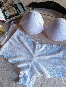 CONJUNTO LINGERIE TOMARA QUE CAIA  Renda - Branco - Visão 3