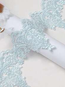 XDH1589 Carcass Embroidery Lace Trim DIY Material For Wedding Dress, Curtains, Tablecloth, Stage Decoration/Length: 91.44-914.4cm - Blue and White - View 27