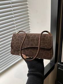 Fashionable Leopard Print Asymmetrical Flap Vintage Minimalist Elegant Shoulder Bag - Coffee Brown - View 10